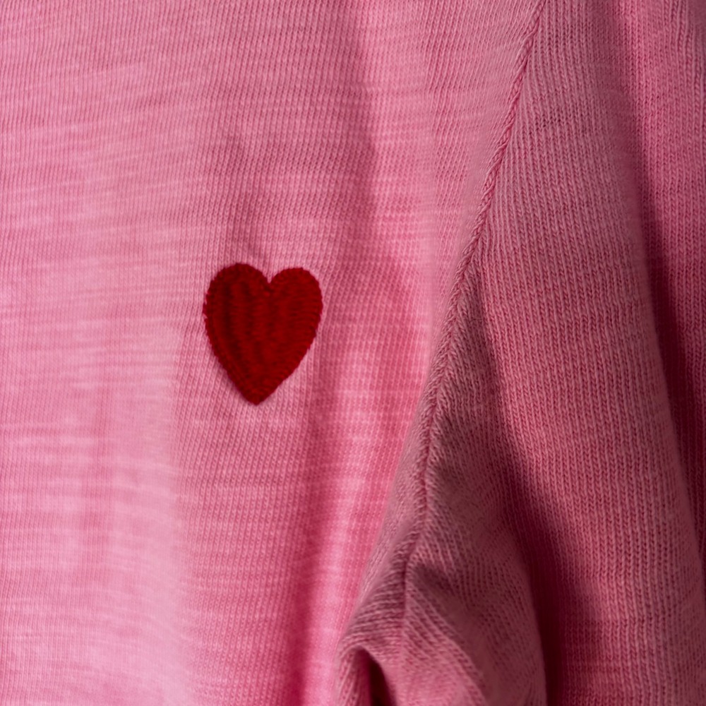Loft Pink Heart Embroidery Puff Sleeve Long Sleeve Sweatshirt Girly Size Small - Picture 4 of 7